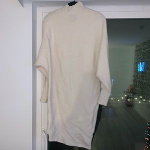 High Neck Cream Sweater Dress